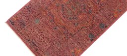 Backside of handmade New Mamluk rug showing knot structure and weave density
