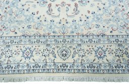 Full view of New Nain rug from Iran / Persia, 307 × 198 cm in Beige tones