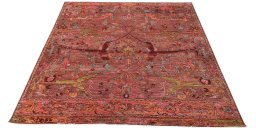 Corner detail of New Farahan rug showing border pattern and Wool pile