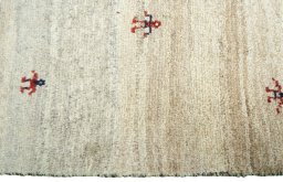 Close-up detail of New Persian Gabbeh rug from Iran / Persia showing Wool weave