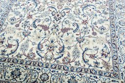 Close-up detail of 2000s Nain rug from Iran / Persia showing Wool weave