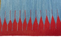 Close-up detail of New Kilim Sofre rug from Turkey showing Wool weave