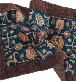 Full view of New Farahan rug from Pakistan, 136 × 83 cm in Blue tones