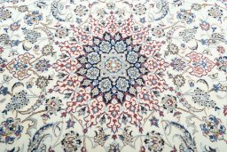 Central medallion detail of 2000s Nain rug from Iran / Persia