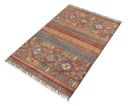 Close-up detail of New Samarkand rug from Pakistan showing Wool weave