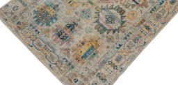 Backside of handmade New Samarkand rug showing knot structure and weave density
