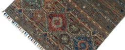 Backside of handmade New Samarkand rug showing knot structure and weave density
