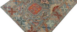 Backside of handmade New Kazak rug showing knot structure and weave density