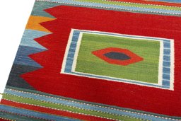 Surface texture of New Kilim Sofre rug with natural Wool and intricate pattern