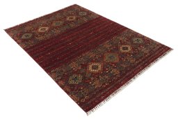 Corner detail of New Samarkand rug showing border pattern and Wool pile