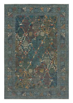 Full view of New Haj-jalili rug from Pakistan, 297 × 195 cm in Green tones