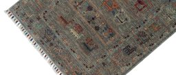 Backside of handmade New Samarkand rug showing knot structure and weave density