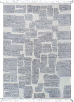 Full view of New Morocco rug from Pakistan, 242 × 170 cm in Gray tones
