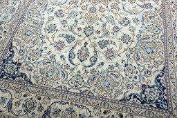 Close-up detail of 2000s Nain rug from Iran / Persia showing Wool weave