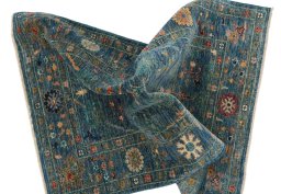 Full view of New Farahan rug from Pakistan, 120 × 79 cm in Blue tones