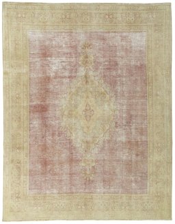 Full view of 1950s Vintage rug from Pakistan, 360 × 281 cm in Red tones