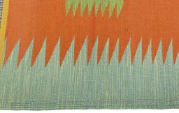 Close-up detail of New Kilim Sofre rug from Turkey showing Wool weave