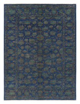 Full view of New Farahan rug from Pakistan, 196 × 148 cm in Blue tones