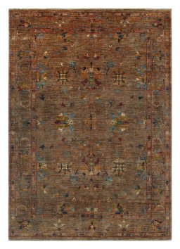 Full view of New Farahan rug from Pakistan, 207 × 148 cm in Yellow tones