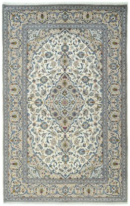 Full view of 2000s Kashan rug from Iran / Persia, 312 × 196 cm in Beige tones
