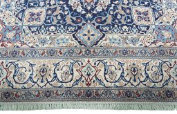 Full view of 2000s Nain rug from Iran / Persia, 316 × 212 cm in Blue tones
