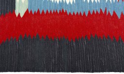 Close-up detail of New Kilim Sofre rug from Turkey showing Wool weave