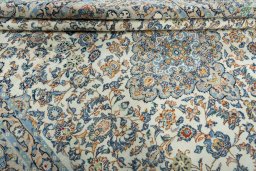 Close-up detail of 2000s Yazd rug from Iran / Persia showing Wool weave