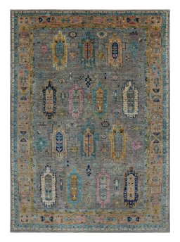 Full view of New Farahan rug from Pakistan, 337 × 240 cm in Gray tones
