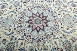 Central medallion detail of 2000s Nain rug from Iran / Persia