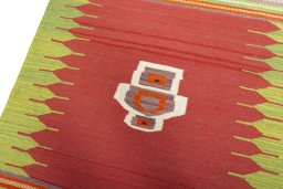 Surface texture of New Kilim Sofre rug with natural Wool and intricate pattern