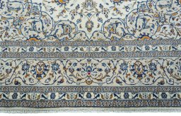 Full view of 2000s Kashan rug from Iran / Persia, 347 × 240 cm in Beige tones