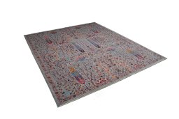 Corner detail of New Ariana rug showing border pattern and Wool pile