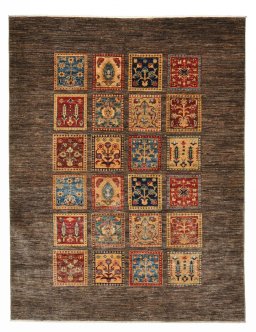 Full view of New Bakhtiari rug from Pakistan, 194 × 149 cm in Brown tones