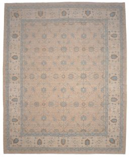 Full view of New Haj-jalili rug from Pakistan, 310 × 250 cm in Beige tones