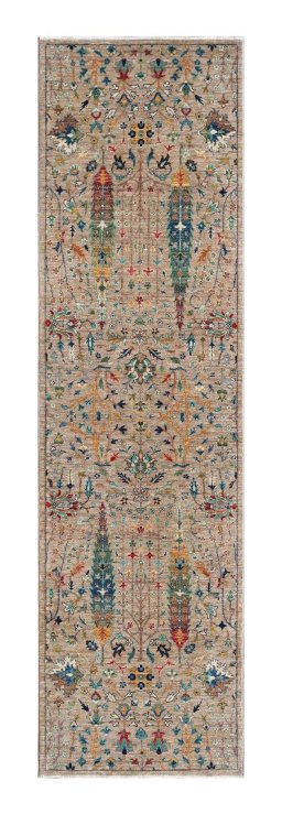 Full view of New Haj-jalili rug from Pakistan, 293 × 82 cm in Beige tones