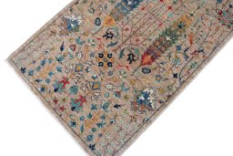 Full view of New Haj-jalili rug from Pakistan, 293 × 82 cm in Beige tones