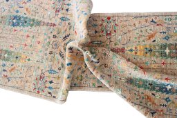 Backside of handmade New Haj-jalili rug showing knot structure and weave density