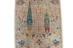 Close-up detail of New Haj-jalili rug from Pakistan showing Wool weave