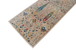 Full view of New Haj-jalili rug from Pakistan, 294 × 81 cm in Beige tones