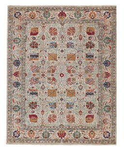 Full view of New Haj-jalili rug from Pakistan, 361 × 278 cm in Beige tones