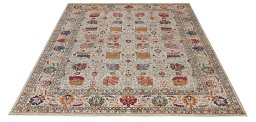 Corner detail of New Haj-jalili rug showing border pattern and Wool pile