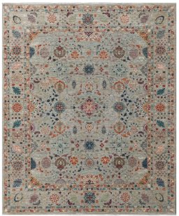 Full view of New Haj-jalili rug from Pakistan, 300 × 247 cm in Beige tones
