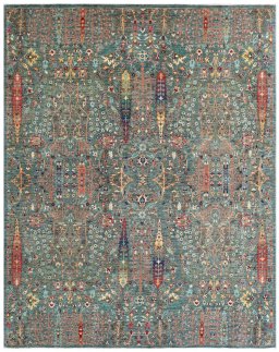 Full view of New Haj-jalili rug from Pakistan, 305 × 245 cm in Green tones