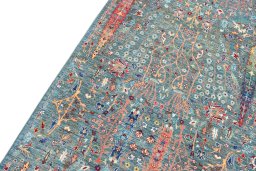 Backside of handmade New Haj-jalili rug showing knot structure and weave density