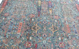 Close-up detail of New Haj-jalili rug from Pakistan showing Wool weave