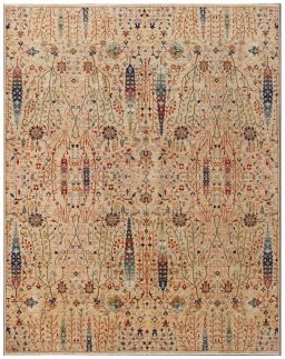 Full view of New Haj-jalili rug from Pakistan, 305 × 242 cm in Beige tones