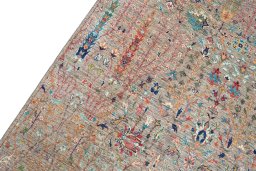 Backside of handmade New Haj-jalili rug showing knot structure and weave density