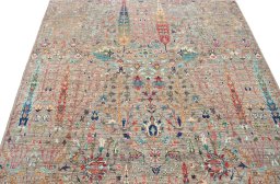Close-up detail of New Haj-jalili rug from Pakistan showing Wool weave