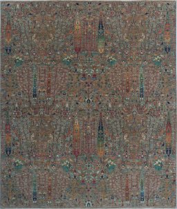Full view of New Haj-jalili rug from Pakistan, 294 × 250 cm in Beige tones