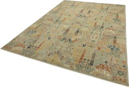 Corner detail of New Haj-jalili rug showing border pattern and Wool pile